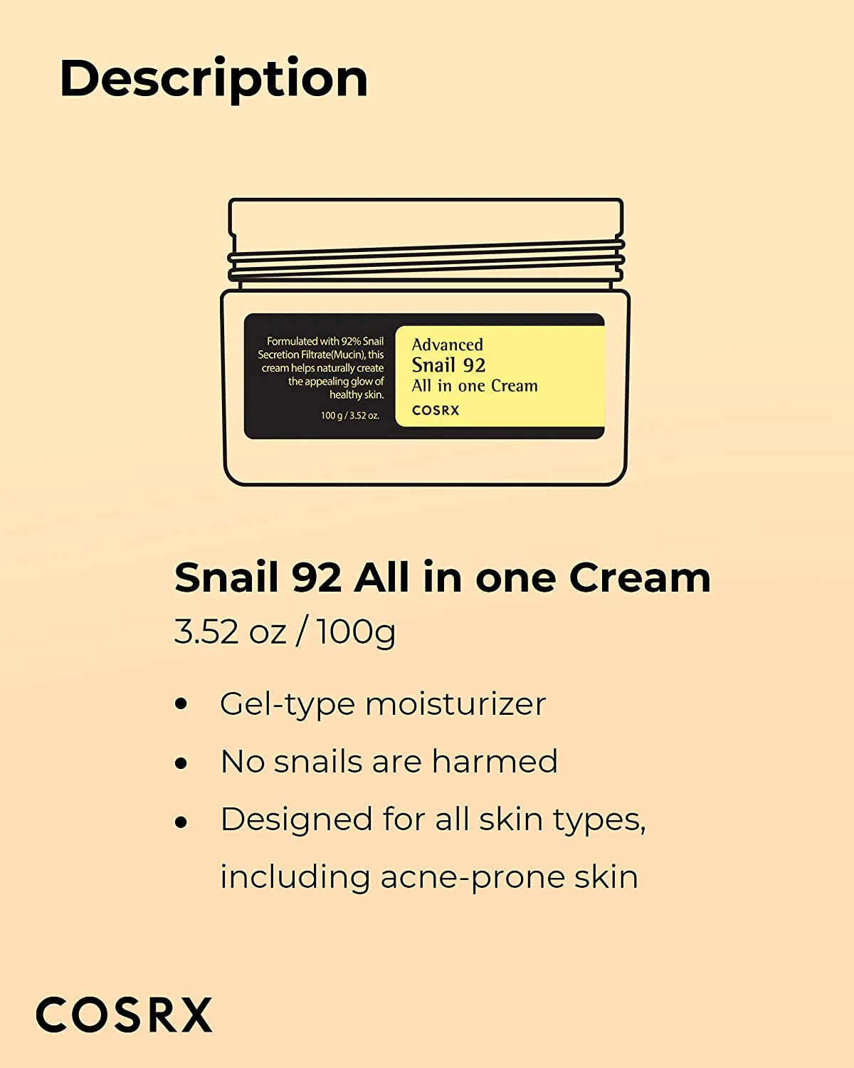 COSRX Advanced Snail 92 Crème tout-en-un